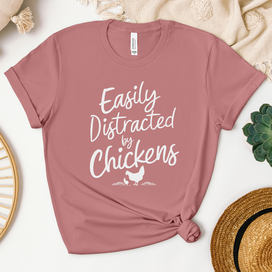 Easily Distracted by Chickens - Women's Crewneck Shirt